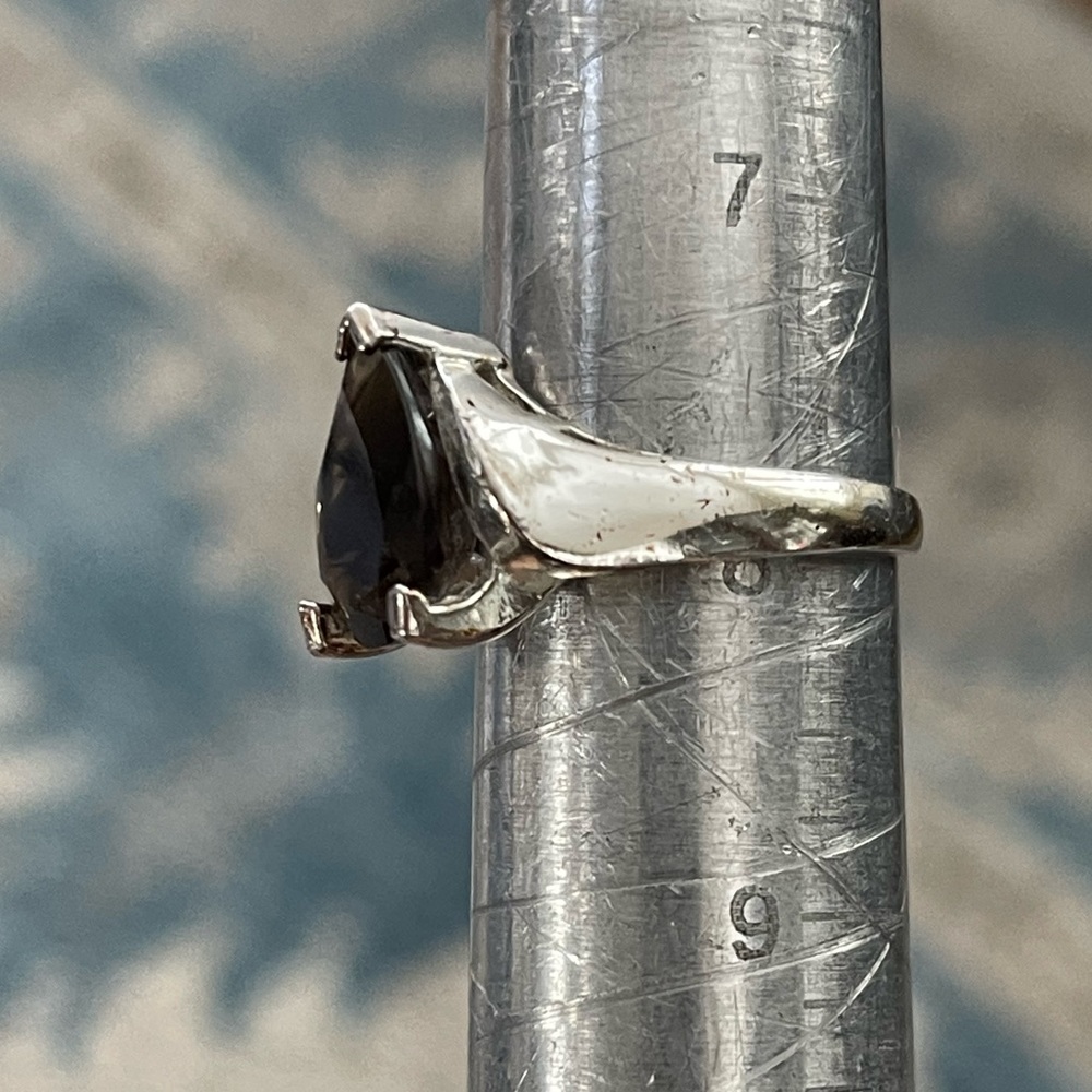 Smokey quartz sterling silver plated size 8 ring - Picture 8 of 12